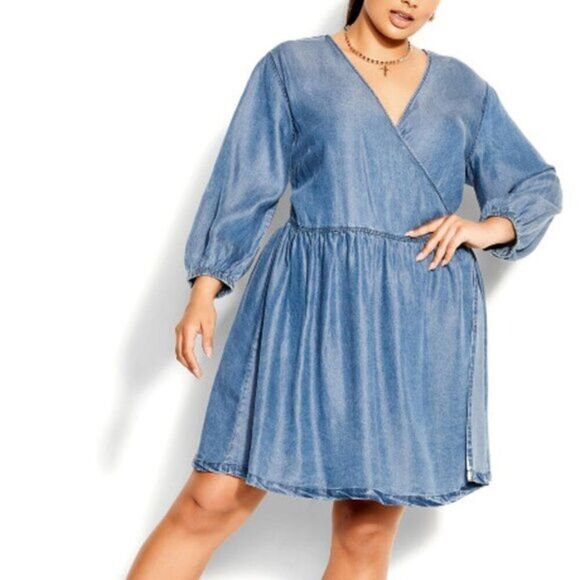 City Chic Women's Plus Size Pared Back Denim Dress  NEW - Picture 9 of 10